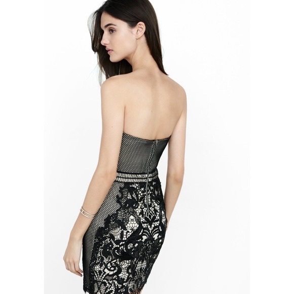 Express Black Strapless Lace Dress - Picture 3 of 6
